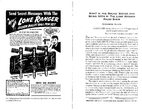 (PDF) Sight in the Sound: Seeing and Being Seen in The Lone Ranger ...