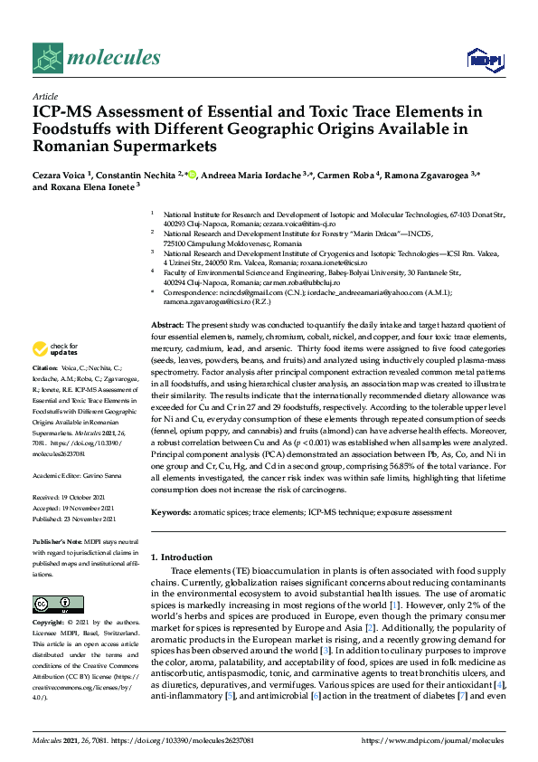 (PDF) ICP-MS Assessment of Essential and Toxic Trace Elements in ...