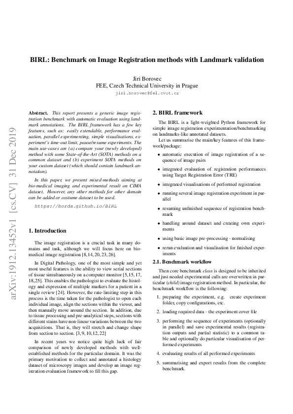(PDF) BIRL: Benchmark on Image Registration methods with Landmark ...