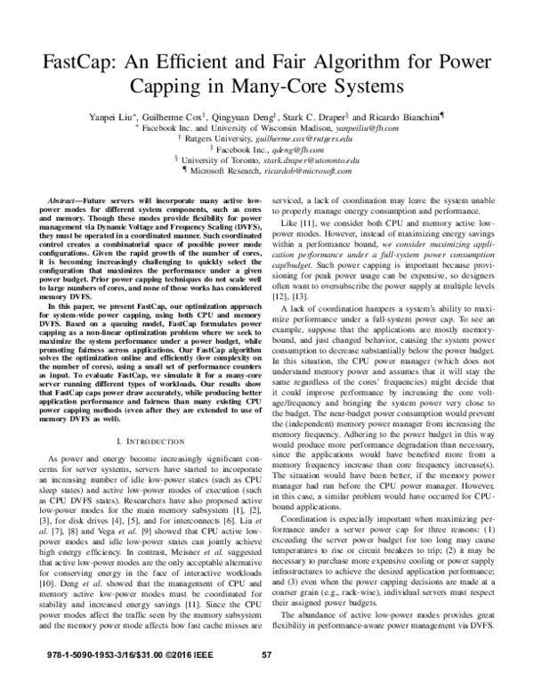 (PDF) FastCap: An Efficient and Fair Algorithm for Power Capping in ...