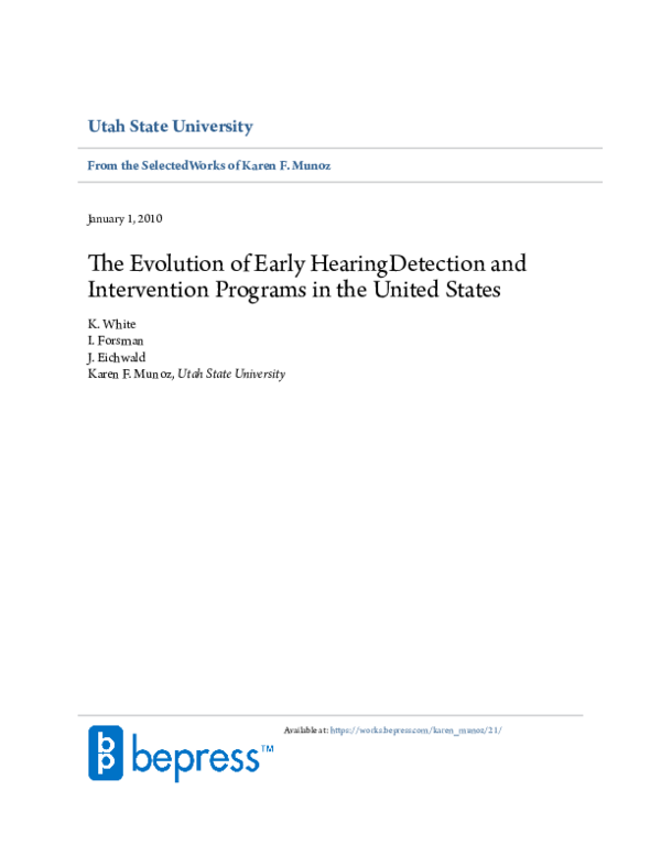 (PDF) The evolution of early hearing detection and intervention ...