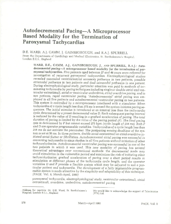 (PDF) Autodecremental Pacing-A Microprocessor Based Modality for the ...
