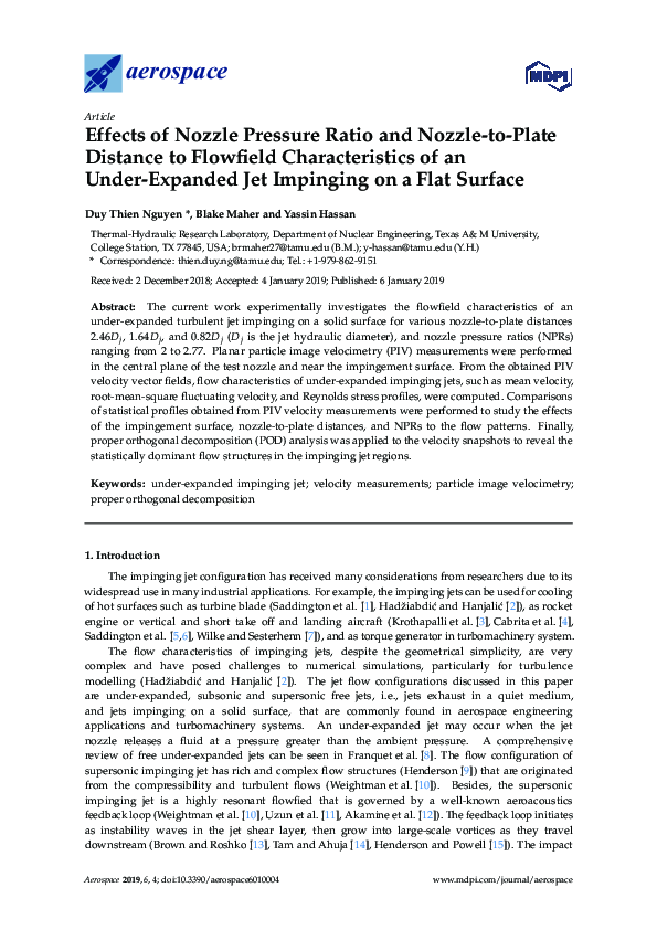 (PDF) Effects of Nozzle Pressure Ratio and Nozzle-to-Plate Distance to ...