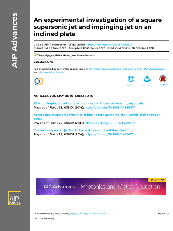 (PDF) An experimental investigation of a square supersonic jet and ...