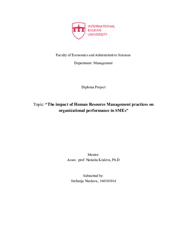 (PDF) The impact of Human Resource Management practices on ...