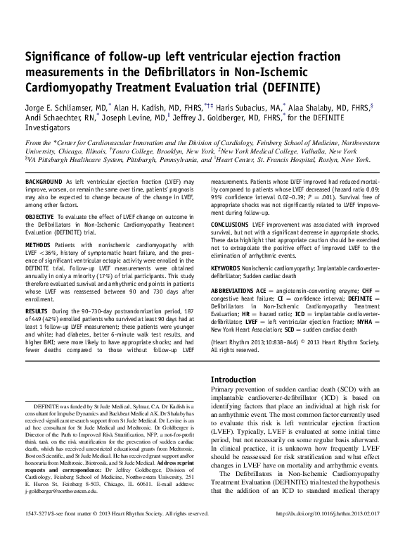 (PDF) Significance of follow-up left ventricular ejection fraction ...