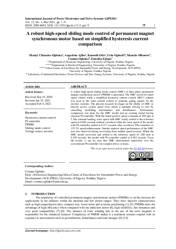 (PDF) A robust high-speed sliding mode control of permanent magnet ...
