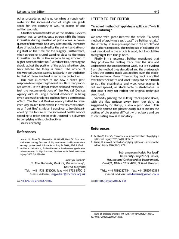 (PDF) “A novel method of applying a split cast”—is it still confusing?