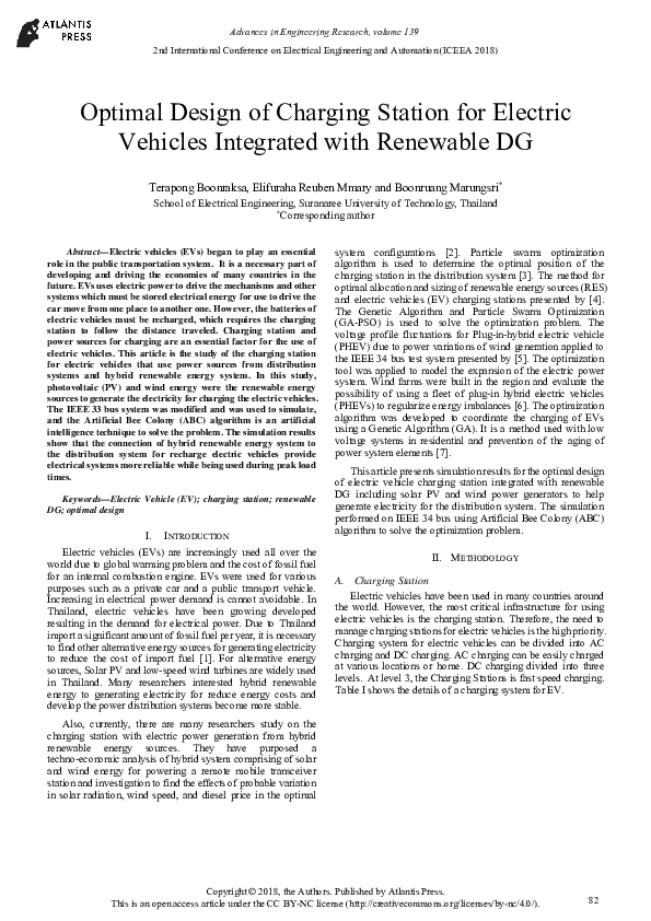 (PDF) Optimal Design of Charging Station for Electric Vehicles ...
