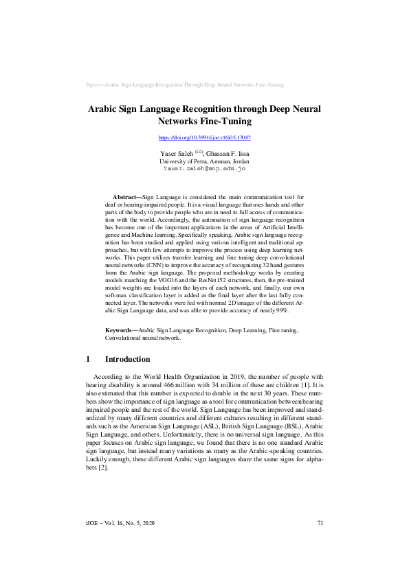 (PDF) Arabic Sign Language Recognition through Deep Neural Networks ...