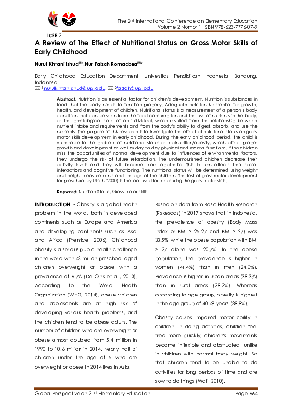 (PDF) A Review of The Effect of Nutritional Status on Gross Motor ...