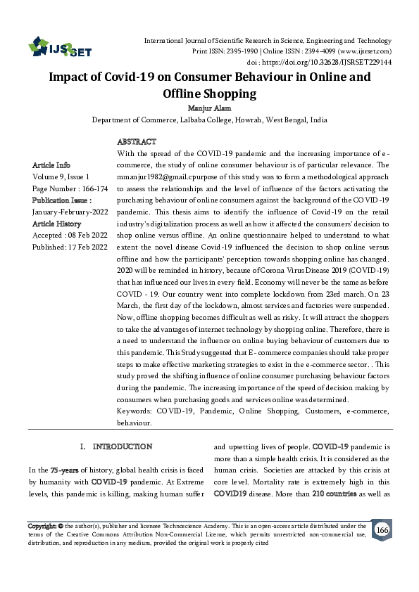 (PDF) Impact of Covid-19 on Consumer Behaviour in Online and Offline ...