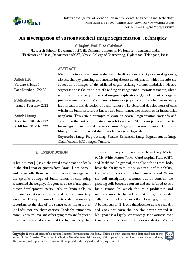 (PDF) An Investigation of Various Medical Image Segmentation Techniques