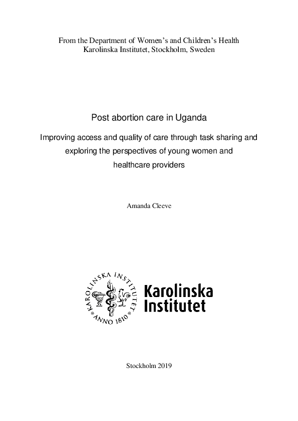 (PDF) Post abortion care in Uganda : improving access and quality of ...