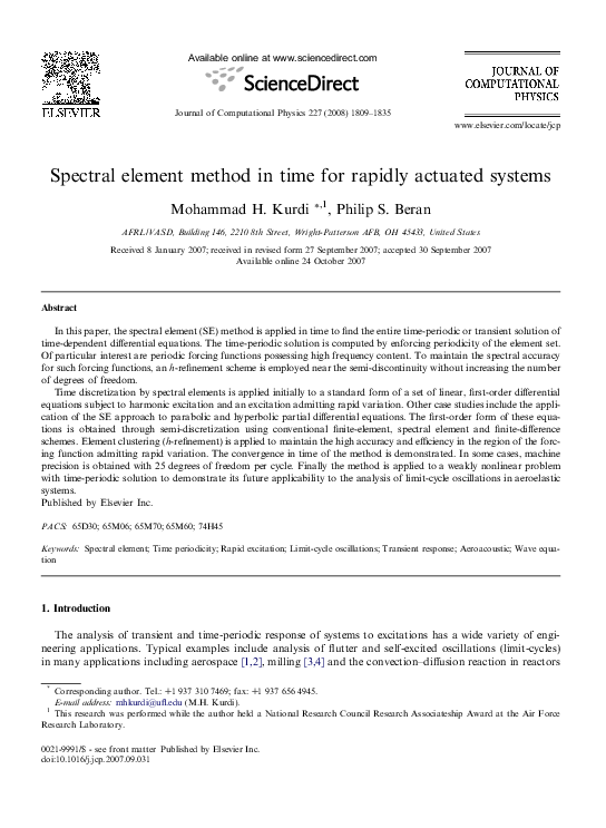 (PDF) Spectral element method in time for rapidly actuated systems