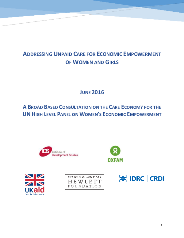 (PDF) Addressing Unpaid Care for Economic Empowerment of Women and Girls