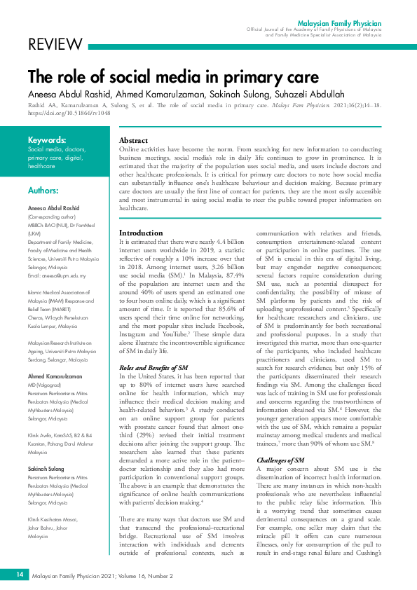 (PDF) The role of social media in primary care