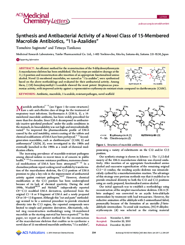 (PDF) Synthesis and Antibacterial Activity of a Novel Class of 15 ...