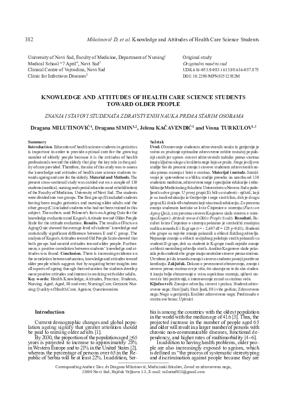 (PDF) Knowledge and attitudes of health care science students toward ...