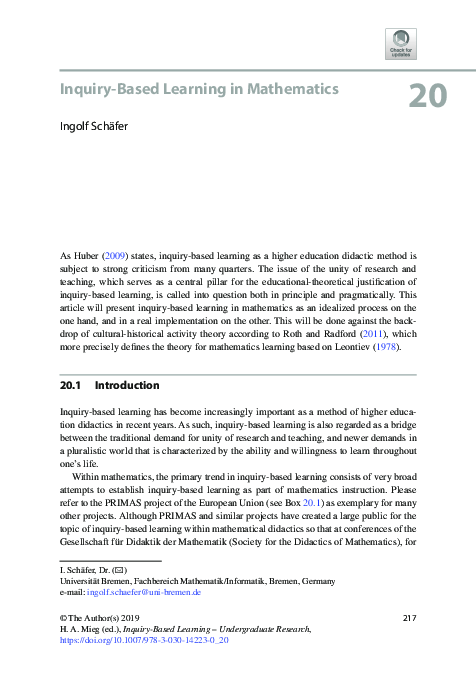 (PDF) Inquiry-Based Learning in Mathematics