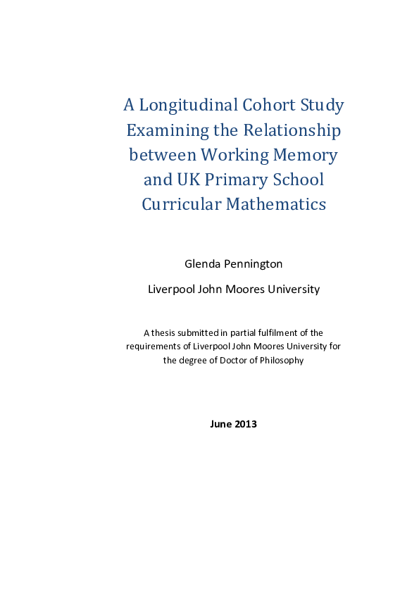 (PDF) A Longitudinal Cohort Study Examining the Relationship between ...