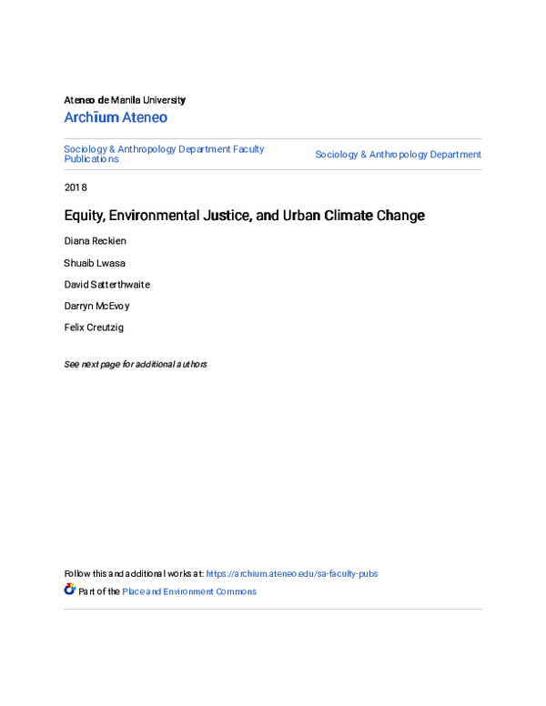 (PDF) Equity, Environmental Justice, and Urban Climate Change
