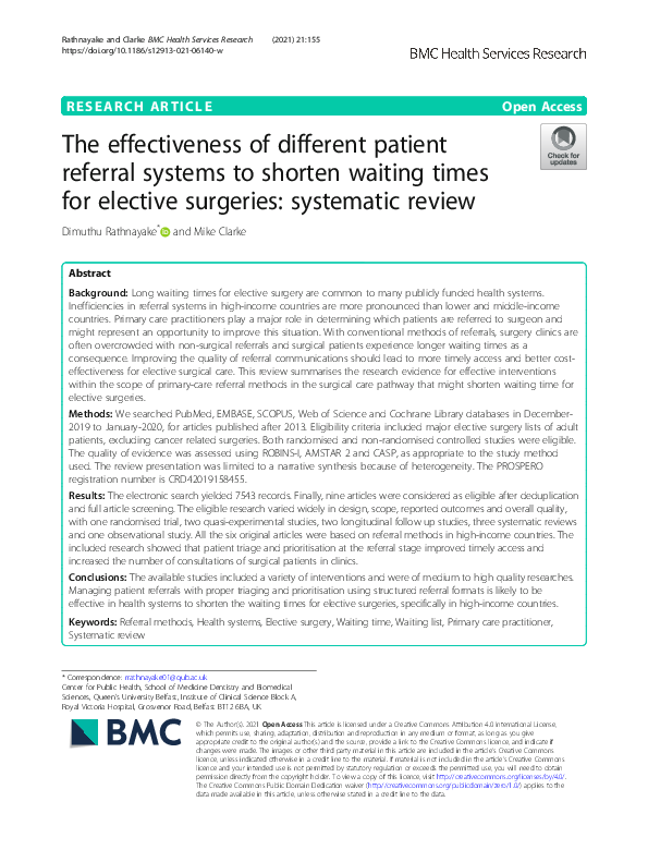 (PDF) The effectiveness of different patient referral systems to ...