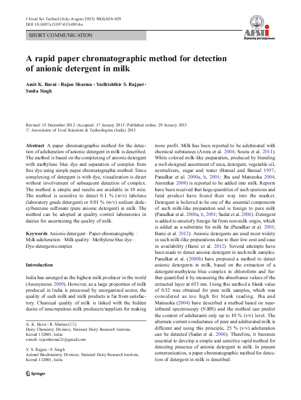 (PDF) A rapid paper chromatographic method for detection of anionic ...