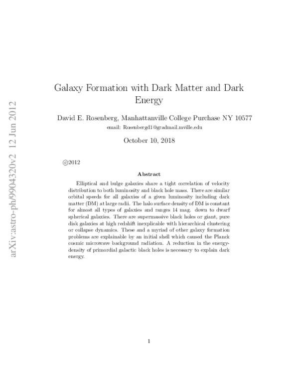 (PDF) Galaxy Formation With Dark Matter and Dark Energy