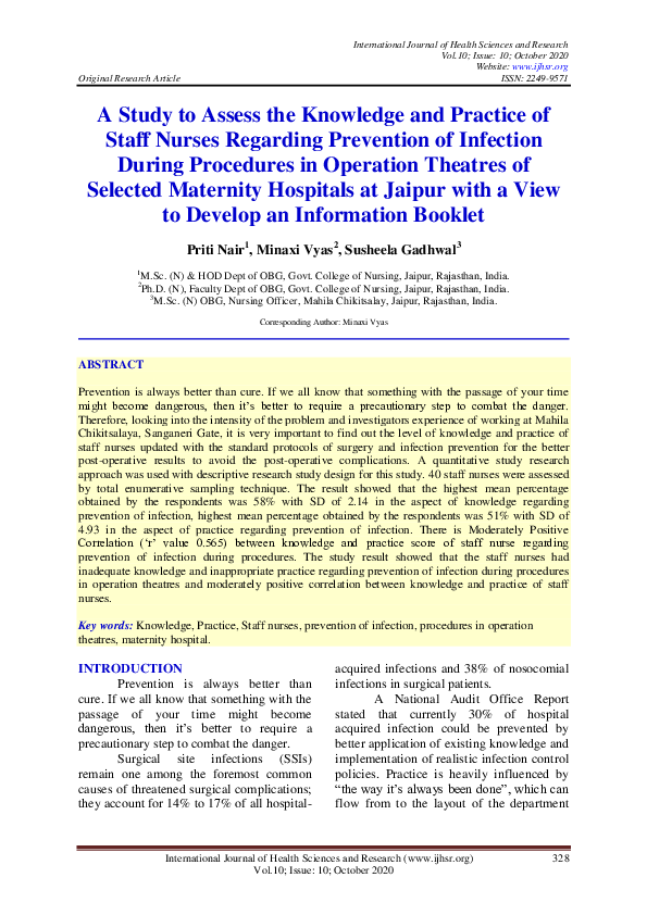 (PDF) A Study to Assess the Knowledge and Practice of Staff Nurses ...