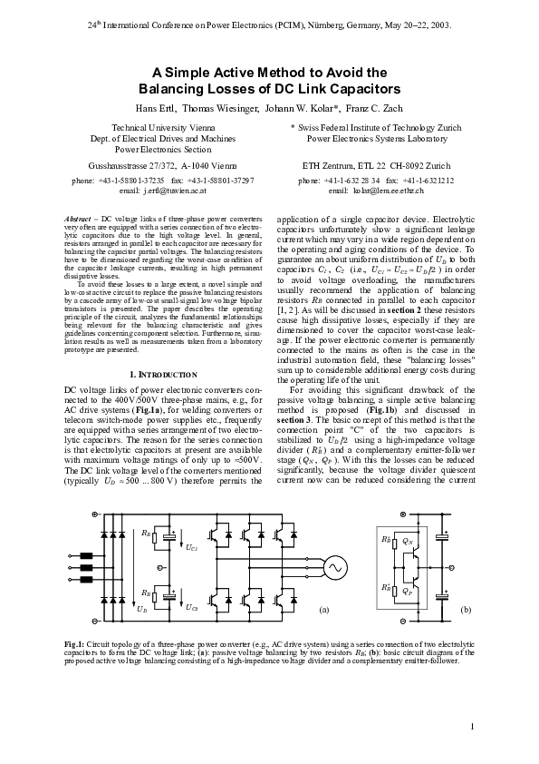 (PDF) A simple active method to avoid the balancing losses of DC link ...
