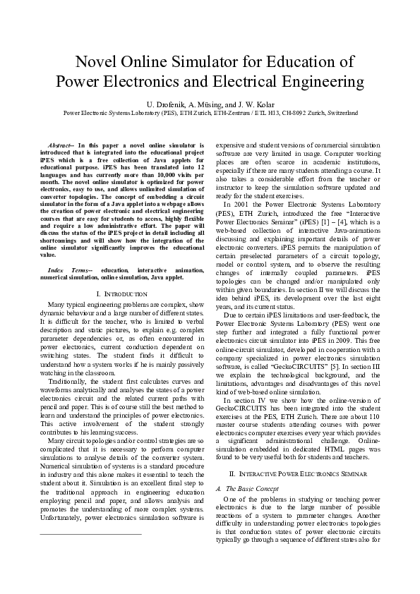 (PDF) Novel online simulator for education of power electronics and ...