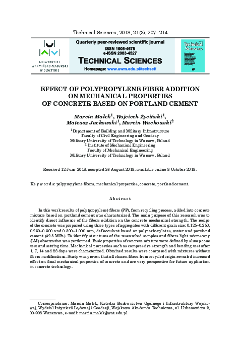 (PDF) Effect of polypropylene fiber addition on mechanical properties ...