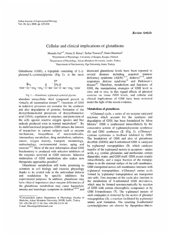 (PDF) Cellular and clinical implications of glutathione