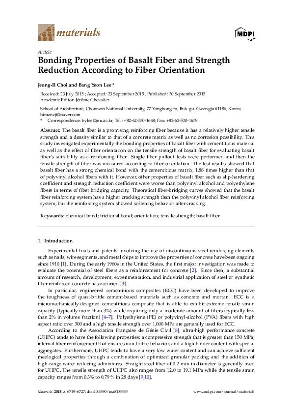 (PDF) Article Bonding Properties of Basalt Fiber and Strength Reduction ...