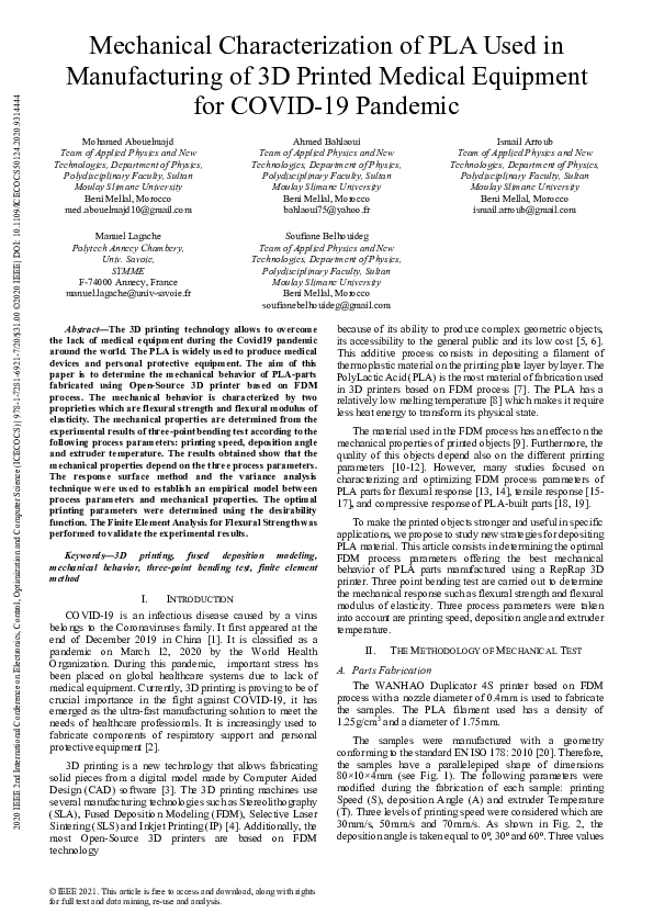 (PDF) Mechanical Characterization of PLA Used in Manufacturing of 3D ...