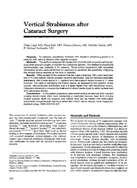 (PDF) Vertical strabismus after cataract surgery Hilda Capo