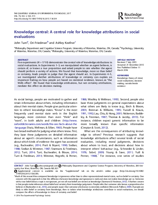 (PDF) Knowledge central: a central role for knowledge attributions in ...