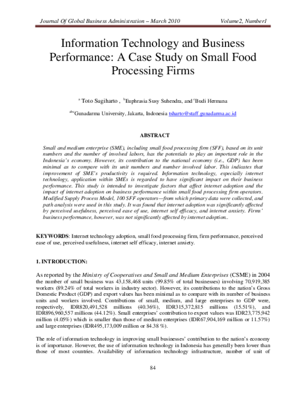 (PDF) Information technology and business performance: A case study on ...