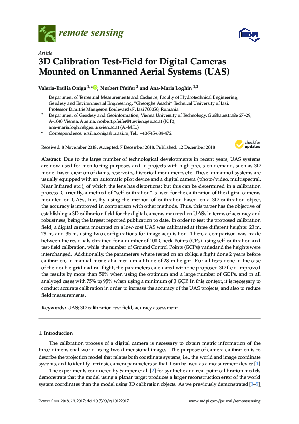 (PDF) 3D Calibration Test-Field for Digital Cameras Mounted on Unmanned ...