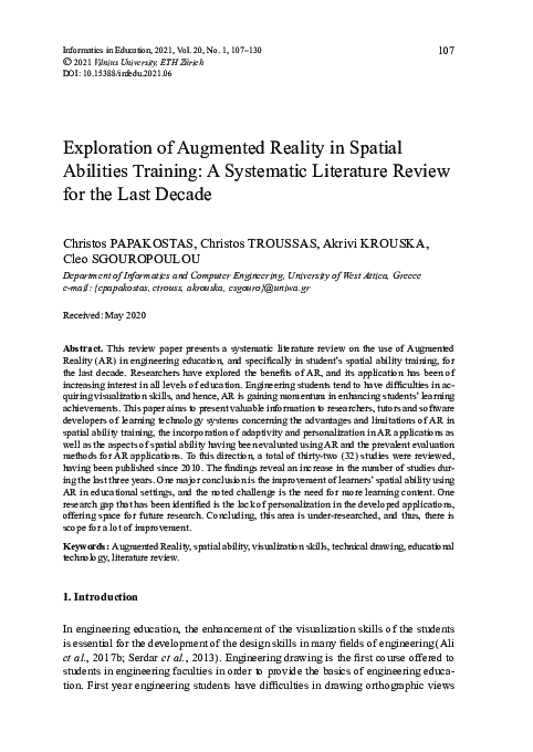 (PDF) Exploration of Augmented Reality in Spatial Abilities Training: A ...