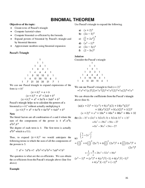 (PDF) Chapt 2 Binomial Theorem BCM
