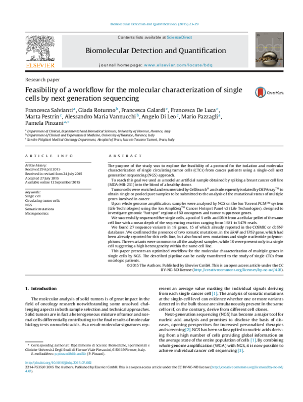 (PDF) Feasibility of a workflow for the molecular characterization of ...