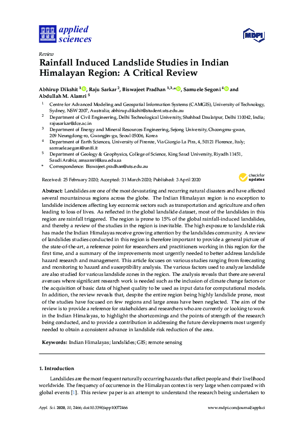 (PDF) Rainfall Induced Landslide Studies in Indian Himalayan Region: A ...