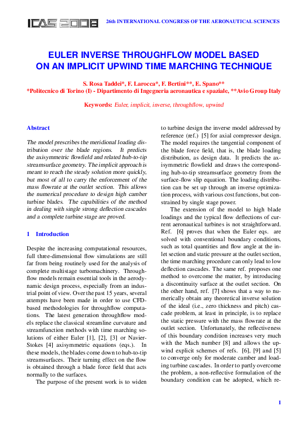 (PDF) Euler inverse throughflow model based on an implicit upwind time ...