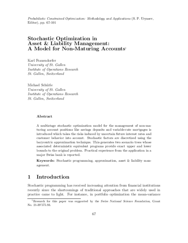 (PDF) Stochastic Optimization in Asset & Liability Management: A Model ...