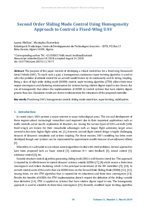 (PDF) Second Order Sliding Mode Control Using Homogeneity Approach to ...