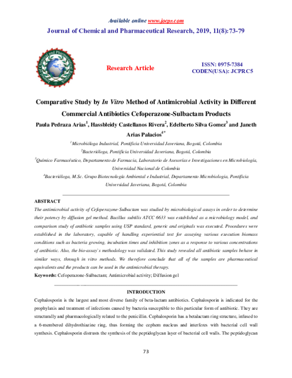 (PDF) Comparative Study by In Vitro Method of Antimicrobial Activity in ...