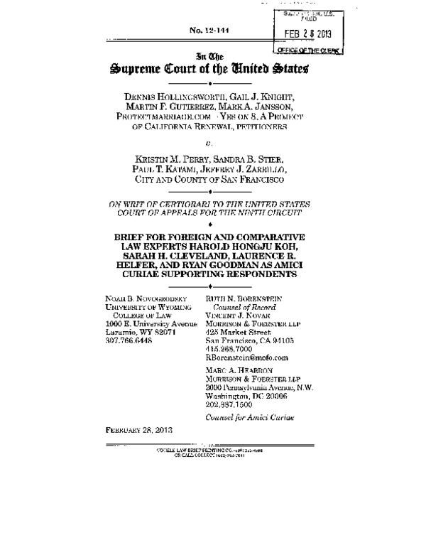 (PDF) Hollingsworth v. Perry, Brief for Foreign and Comparative Law