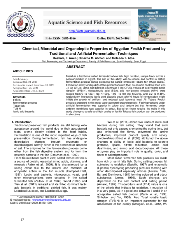(PDF) Chemical, Microbial and Organoleptic Properties of Egyptian Tobar ...